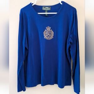 Ralph Lauren Royal Blue Long Sleeve with Gold Crest ~ Sz XL